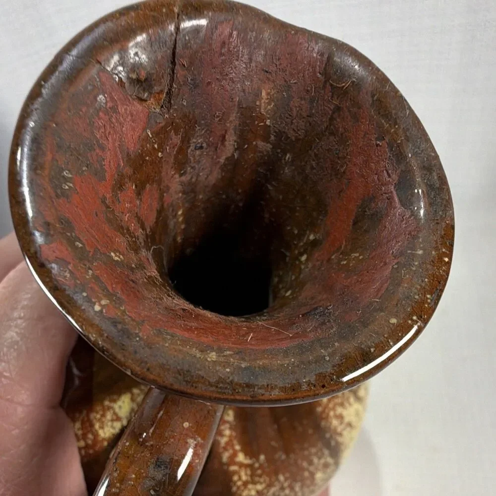 Vintage Mid-Century Studio Pottery Pitcher Ewer Drip Glaze 6.5